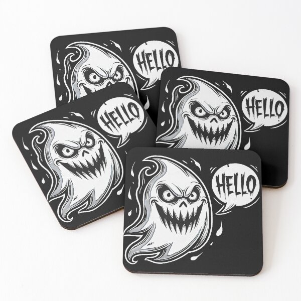 Item preview, Sinister Yet Playful Cartoon Ghost with Chat Bubble Saying Hello designed and sold by MariDonna.