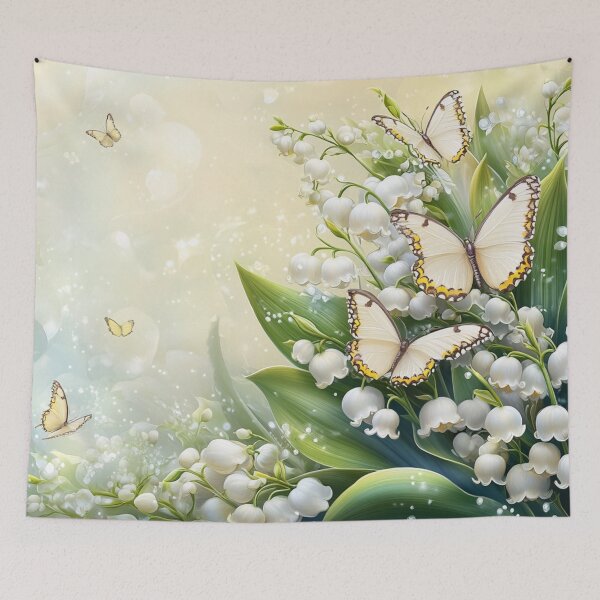 Item preview, Golden Butterflies and Lily of the Valley – Enchanting Nature Art designed and sold by Cris888.