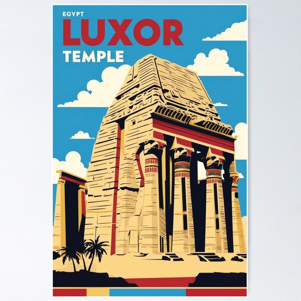 Aperçu de l'œuvre Temple de Louxor Égypte Voyages et tourisme vintage créée et vendue par TravelersGems.