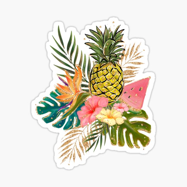 Vista previa del artículo con la obra «Flores tropicales con piña y sandía», diseñado y vendido por KaramfilaS.