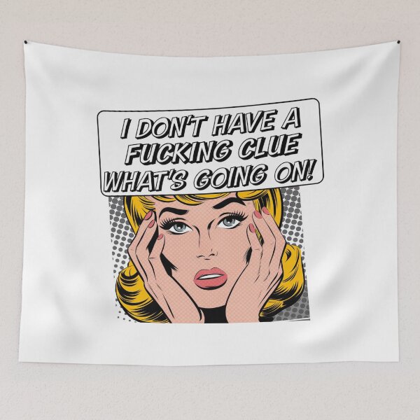 Item preview, Don't have a clue, clueless, what's going on, meme, funnyfits70, Humor, Funny, retro, vintages, funny quotes, animal humor, designed and sold by FunnyFits70.