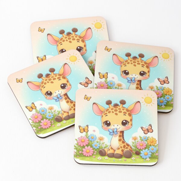 Item preview, Adorable Baby Giraffe with Butterflies - Cute Nursery Wall Art On designed and sold by DesigntshirtWB.