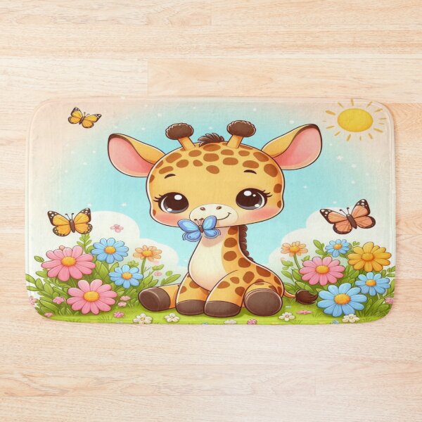 Item preview, Adorable Baby Giraffe with Butterflies - Cute Nursery Wall Art On designed and sold by DesigntshirtWB.