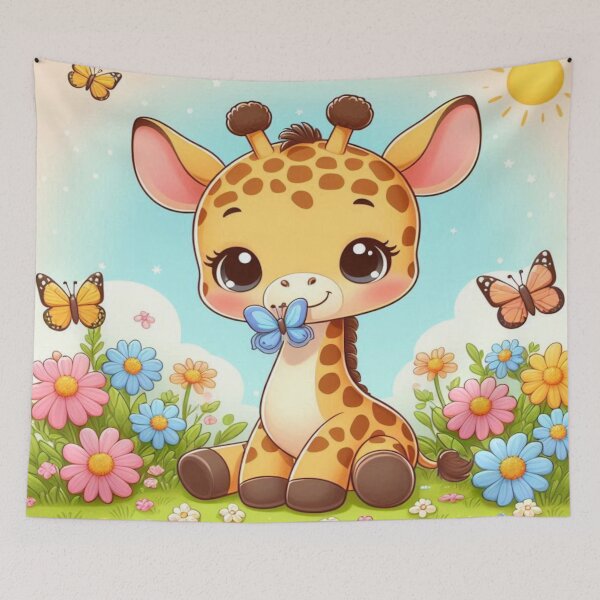 Item preview, Adorable Baby Giraffe with Butterflies - Cute Nursery Wall Art On designed and sold by DesigntshirtWB.