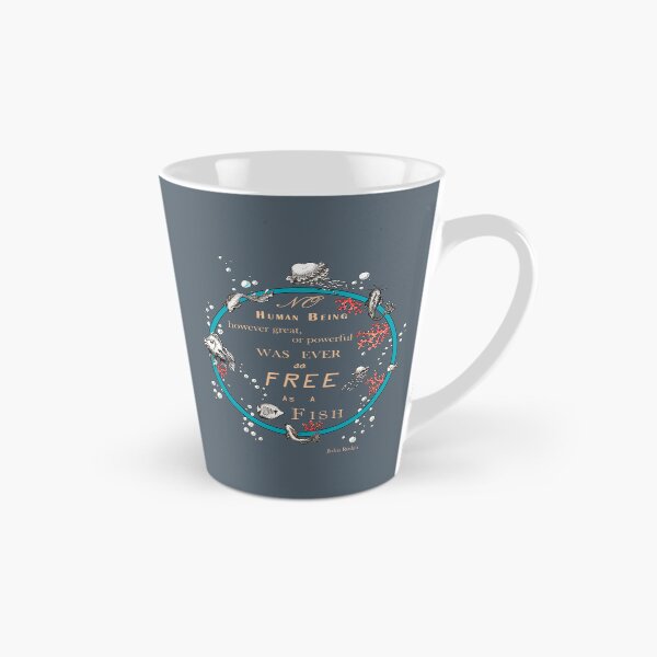 Item preview, Inspirational quote from a Victorian philosopher on freedom and fish. Blue, beige and grey-blue design. designed and sold by Lucy Dreams.