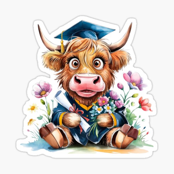 Item preview, Charming Highland Cow Graduation designed and sold by fabulousstudiodesigns.