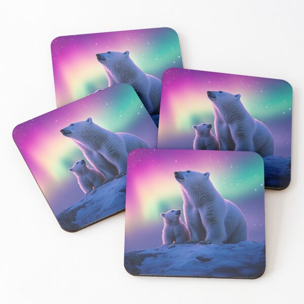 Item preview, Iceland and polar bears with aurora night sky in long exposure - Landscape photography designed and sold by TheArtistOf2022.