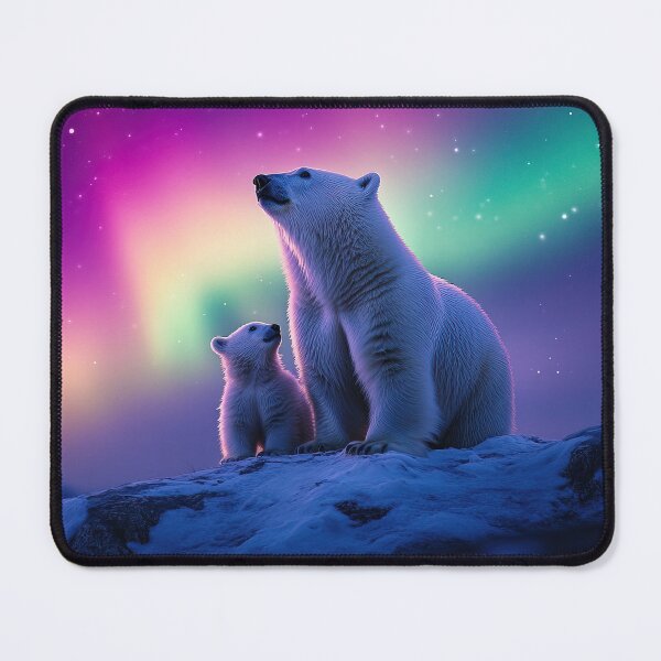 Item preview, Iceland and polar bears with aurora night sky in long exposure - Landscape photography designed and sold by TheArtistOf2022.