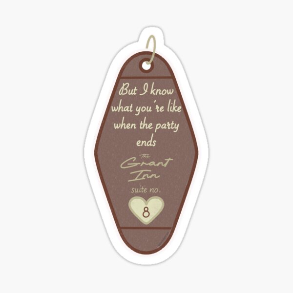 Item preview, indie lyric vintage motel keychain - But I Know What You’re Like When the Party Ends designed and sold by BlushingBriArt.