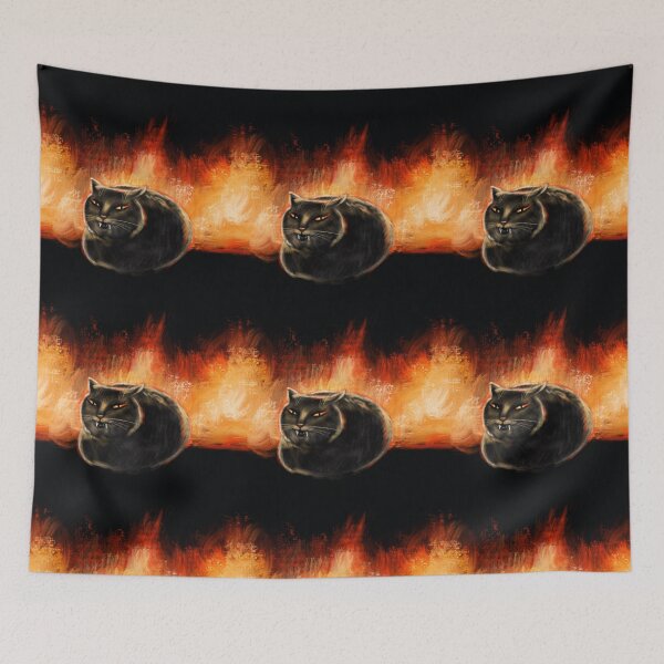 Item preview, Funny meme black cat on the fire background designed and sold by Makitsu Neko.