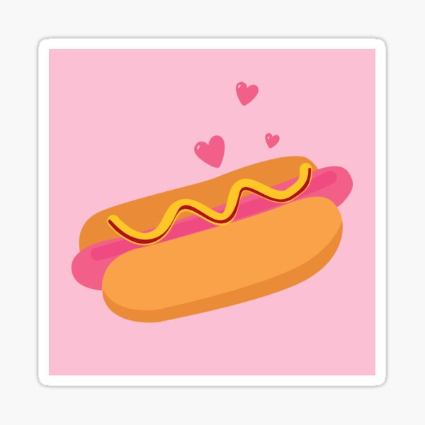 Item preview, Love Hot Dog with Pink Sausage and Mustard designed and sold by AlginaPugachova.