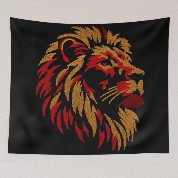Item preview, Stitched Lion Head Fake Embroidery Digital Design #1 designed and sold by tarzbol.
