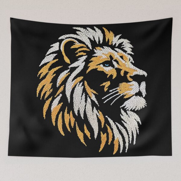 Item preview, Stitched Lion Head Fake Embroidery Digital Design designed and sold by tarzbol.