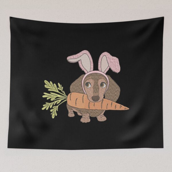 Item preview, Cute Dachshund in Bunny Ears – Machine Embroidery designed and sold by CRAZY&ART.