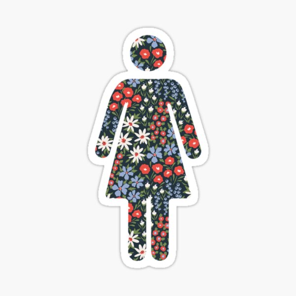 Aperçu de l'œuvre Symbole de la femme émancipatrice avec motif floral bleu et rouge créée et vendue par Ditsy & Stitch.