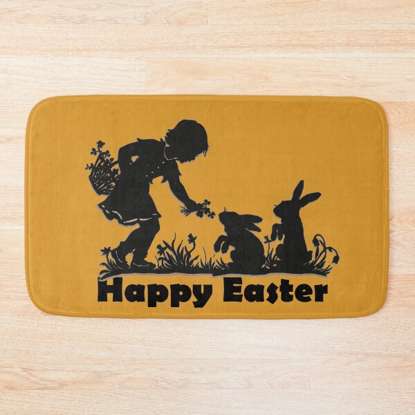 Item preview, Art by Mike Silhouette Silhouette, Happy Easter, Child with Flowers and Rabbits designed and sold by allartbymike.
