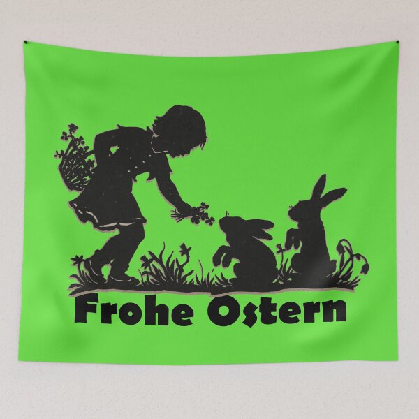 Item preview, Art by Mike Silhouette Silhouette, Happy Easter, Child with Flowers and Rabbits designed and sold by allartbymike.