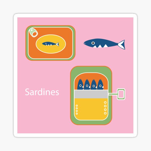 Vista previa del artículo con la obra «Ilustración de pescado enlatado de Sardinas», diseñado y vendido por AlginaPugachova.