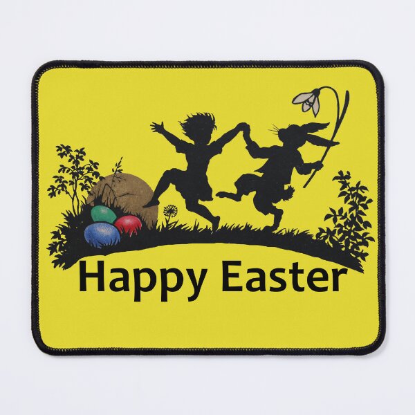 Item preview, Art by Mike Silhouette Silhouette, Happy Easter, Child with Flowers and Rabbits designed and sold by allartbymike.