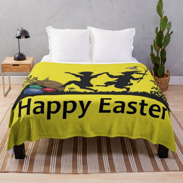 Item preview, Art by Mike Silhouette Silhouette, Happy Easter, Child with Flowers and Rabbits designed and sold by allartbymike.