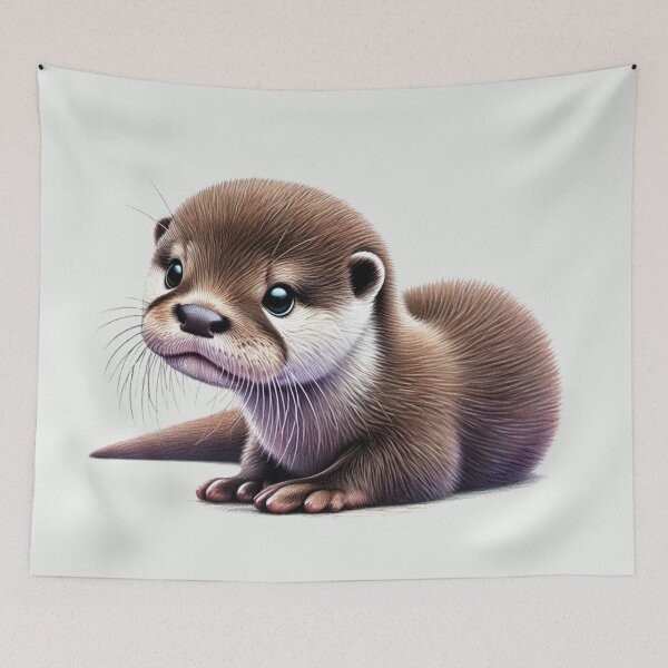 Item preview, Cute Baby Otter Colored Pencil Sketch Portrait designed and sold by MaedK.