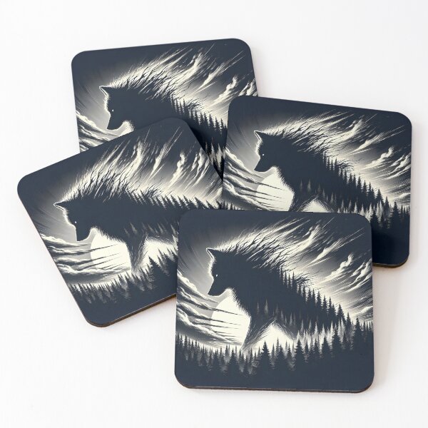 Item preview, Giant Grayscale Wolf and Moon, Ai Generated Art  designed and sold by ACC .