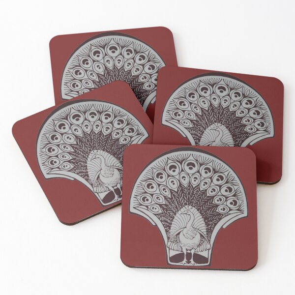 Item preview, Art by Mike Linocut, peacock, bird, Art Nouveau, ornament designed and sold by allartbymike.