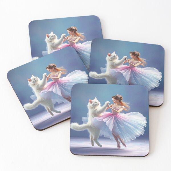 Item preview, White Cat and Ballerina dancing designed and sold by GlamShop88.