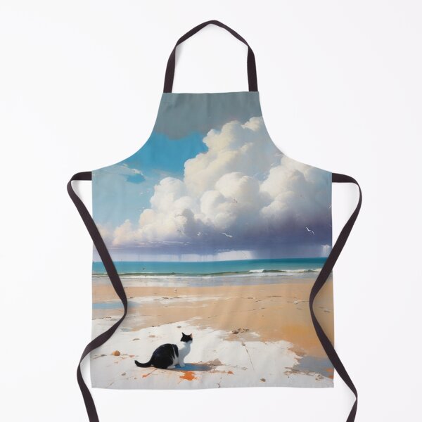 Item preview, Peaceful Black and White Cat by the Seascape Under a Cloudy Sky designed and sold by Keirnyx.