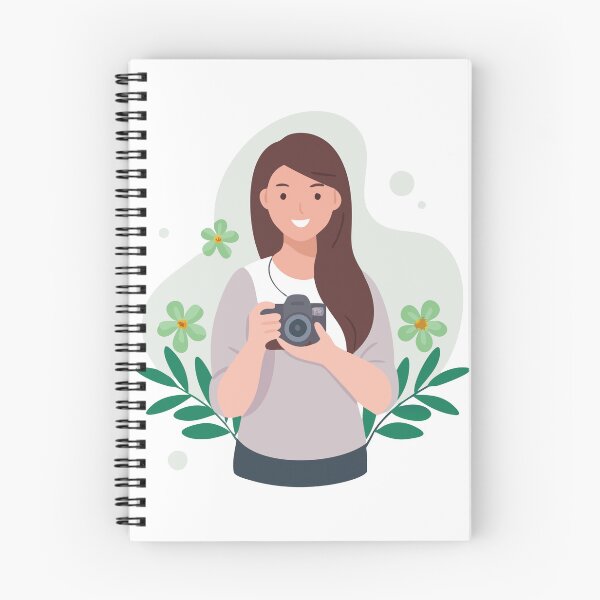 Item preview, Illustration of a Smiling Woman Holding a Camera with Greenery designed and sold by Creative88Art.