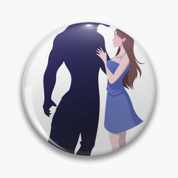 Item preview, Illustration of a Woman in Blue Dress with a Shadowy Werewolf Figure designed and sold by Creative88Art.