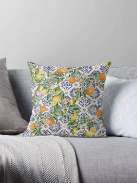 Item preview, Sicilian Mediterranean tiles and citrus fruit, oranges, lemons designed and sold by Bloomery Decor.