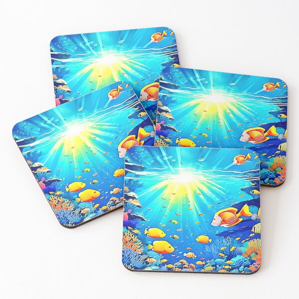 Item preview, Sunlit Reef Life Glow Art designed and sold by Health And Fitness Posts e-Store.