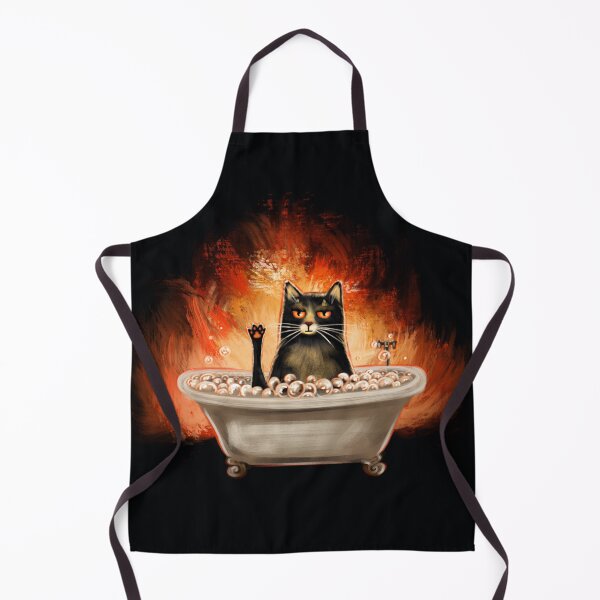 Item preview, Funny meme black cat in the bath on the fire  designed and sold by Makitsu Neko.