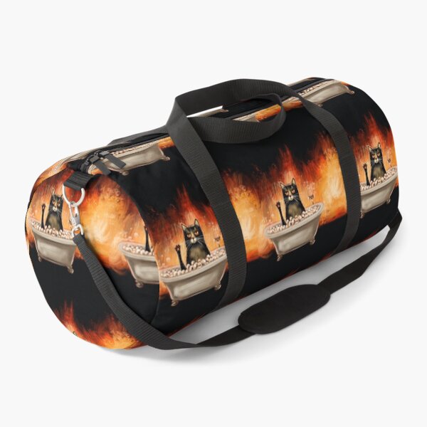 Item preview, Funny meme black cat in the bath on the fire  designed and sold by Makitsu Neko.