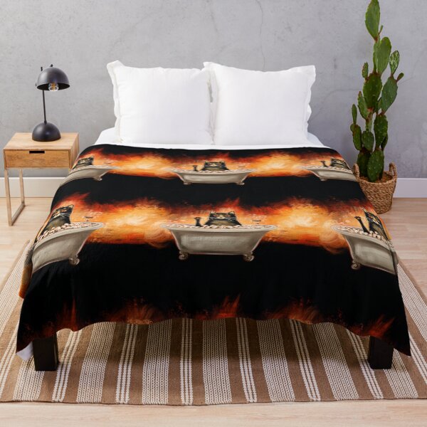 Item preview, Funny meme black cat in the bath on the fire designed and sold by Makitsu Neko.