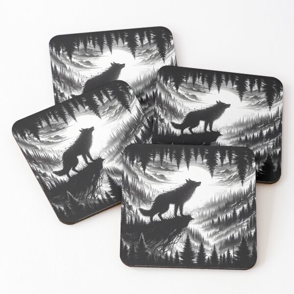 Item preview, Giant Grayscale Wolf and Moon, Ai Generated Art  designed and sold by ACC .