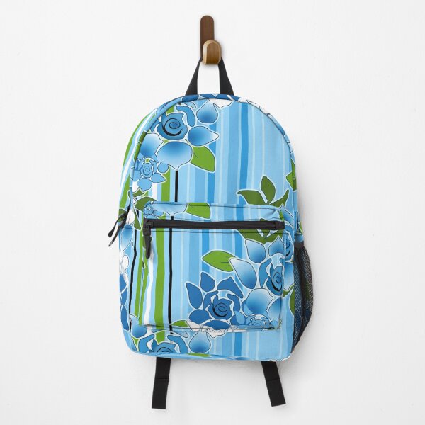 Item preview, Blue and White Roses with Stripes Pattern Seamless Repeat designed and sold by Sharon Schwalbe.