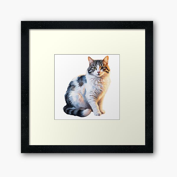 Item preview, Long Haired White and Tabby Cat designed and sold by IrisAndIvy.