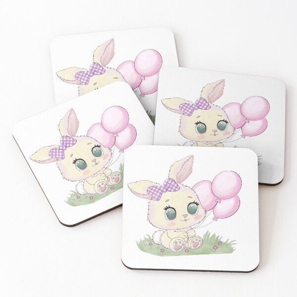Item preview, bunny and pink balloons designed and sold by pattegraphique.
