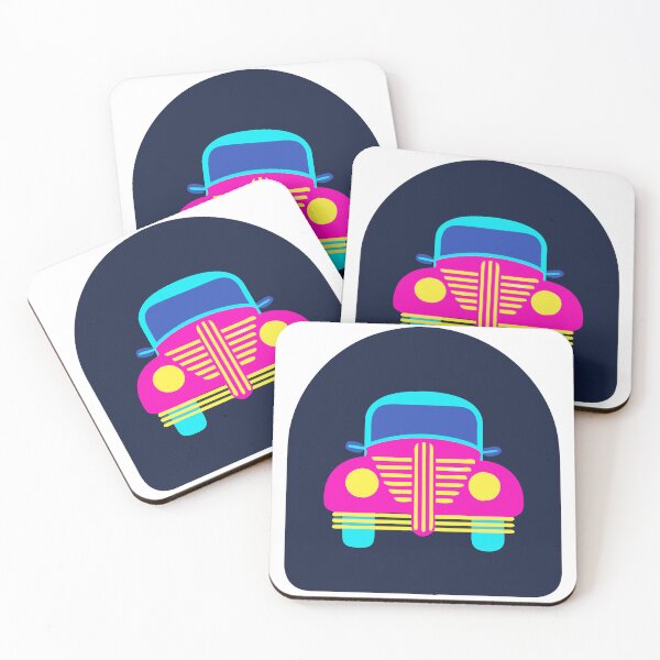 Item preview, Neon Colored Vintage Car Front View with Arched Framing Design designed and sold by Creative88Art.