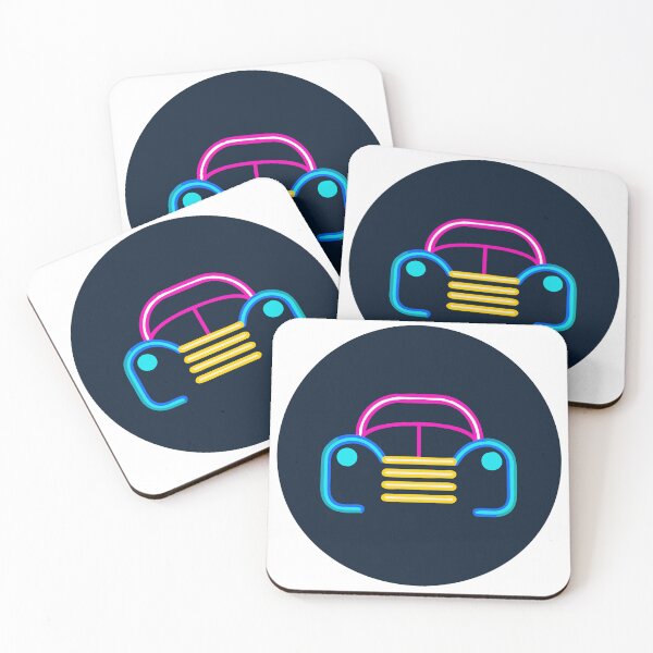 Item preview, Neon Outline of Vintage Car with Vibrant Colors on Dark Background designed and sold by Creative88Art.