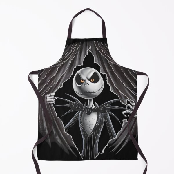 Item preview, Jack Skellington with a mischievous expression, peeking out from between layered, torn dark curtains designed and sold by 123ks.