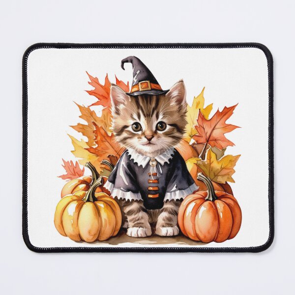Item preview, Cute Watercolour Halloween Kitten And Pumpkins designed and sold by IrisAndIvy.