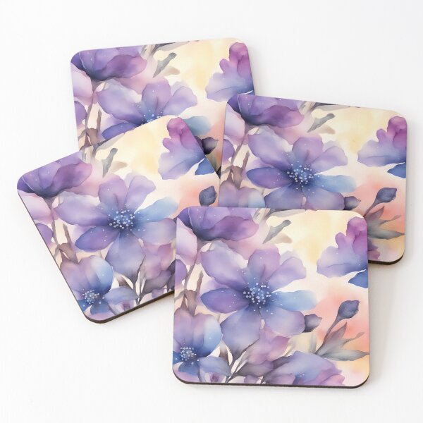 Artikelvorschau, Aquarell Lila Blumen entworfen und verkauft von CalmnessbyChoice.