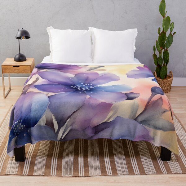 Artikelvorschau, Aquarell Lila Blumen entworfen und verkauft von CalmnessbyChoice.