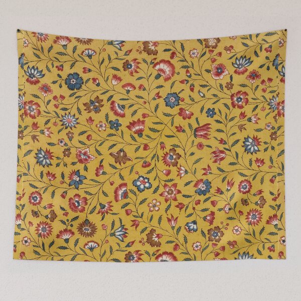 Item preview, Mustard yellow floral textile. designed and sold by celiacreatec.
