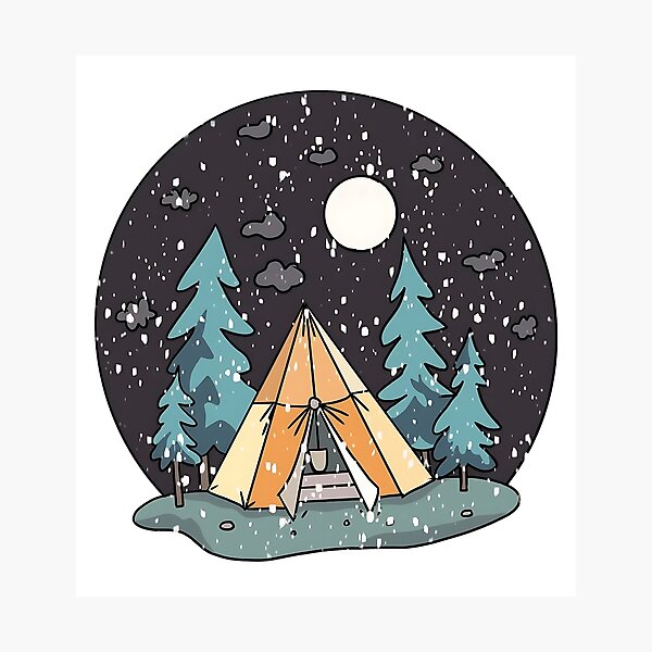 Item preview, Cozy Snowy Night Camping Scene designed and sold by MOHITSALVI.
