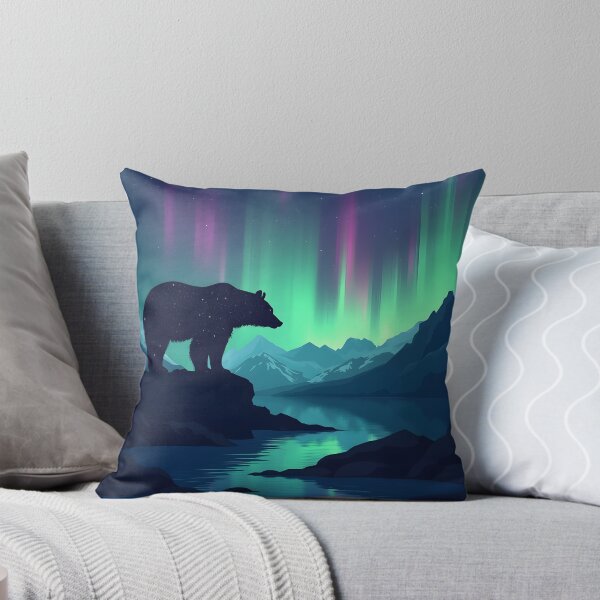 Item preview, Silueta de oso aurora en un acantilado designed and sold by RonBear-Designs.
