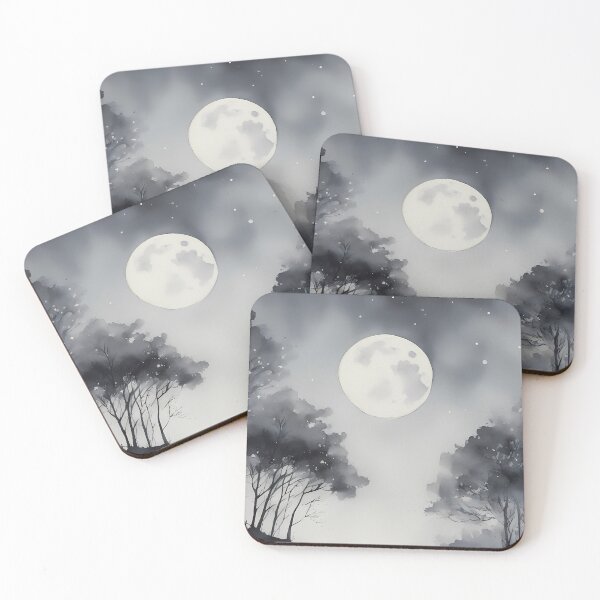 Item preview, Monochrome Fullmoon Forest designed and sold by CalmnessbyChoice.